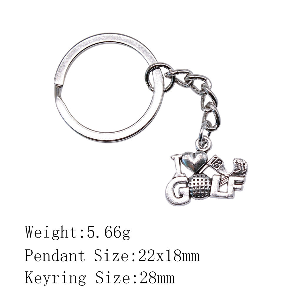 Wholesale 10PCS I Love Golf Pendant Metal Keychain
